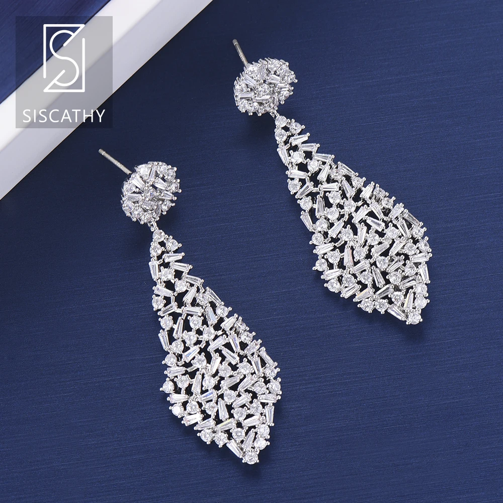 Sisathy Модные женские свадебные серьги геометрической формы полые полностью