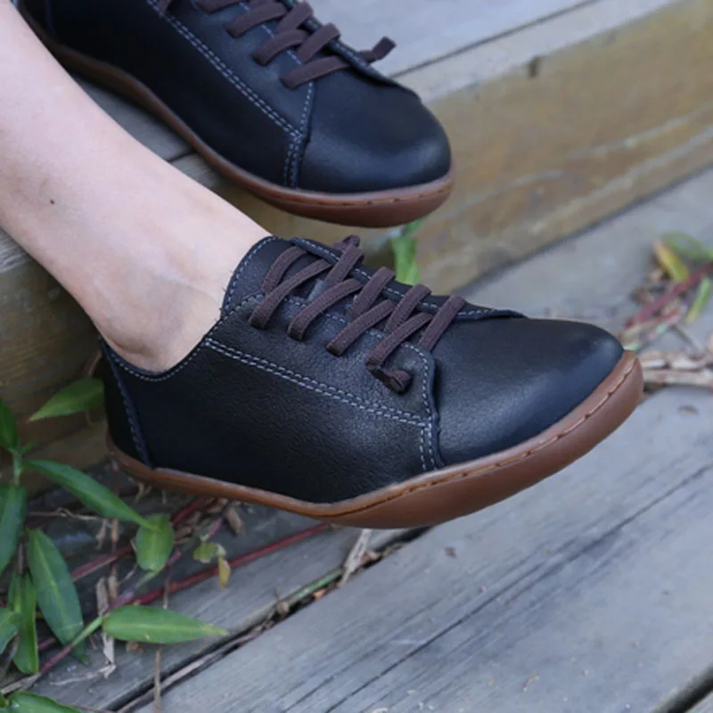 

Spring and autumn comfortable soft bottom handmade shoes women's leather flat casual shoes cotton and linen literary women's