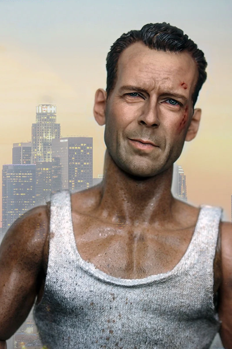 

1/6 scale Die Hard - John Mcclane Bruce Willis battle damage head model fit 12" body injured wounded face with blood model