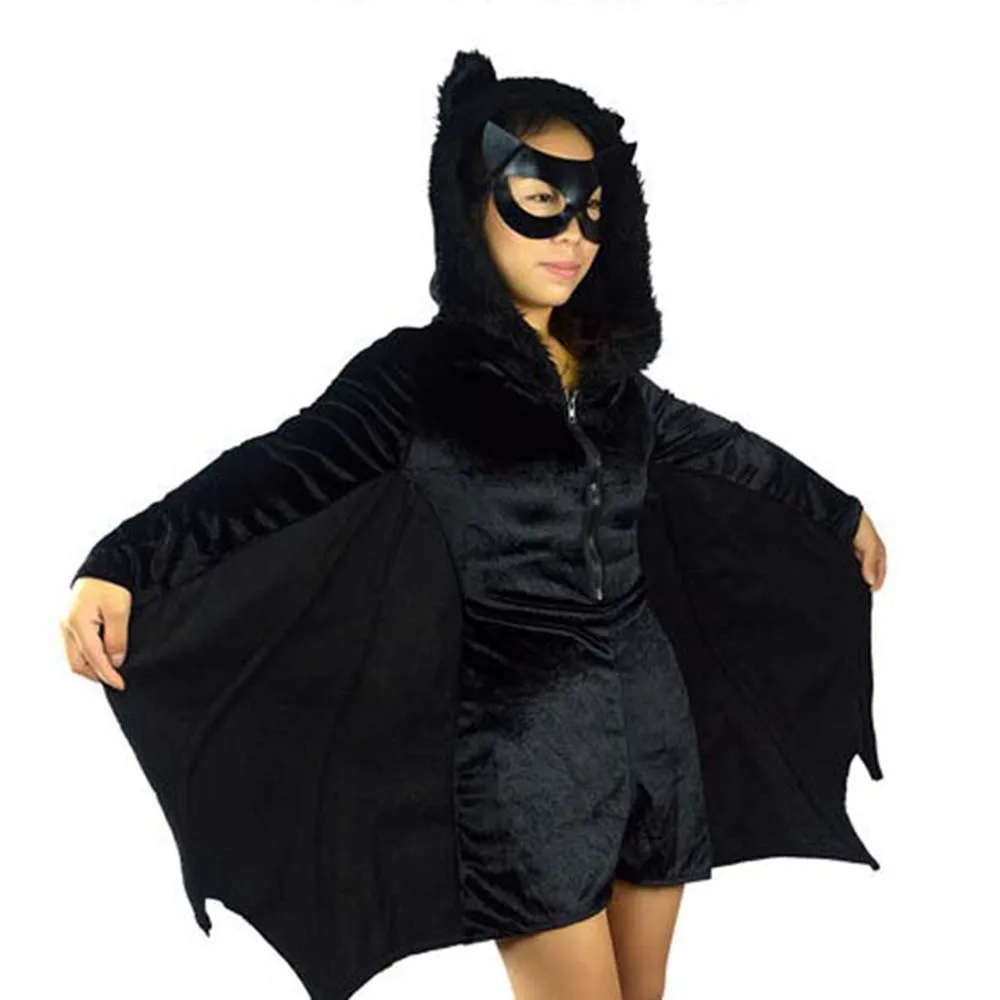 ZXZ Мода взрослых крылья летучей мыши костюм вампира на Хэллоуин Черный Кепки e с