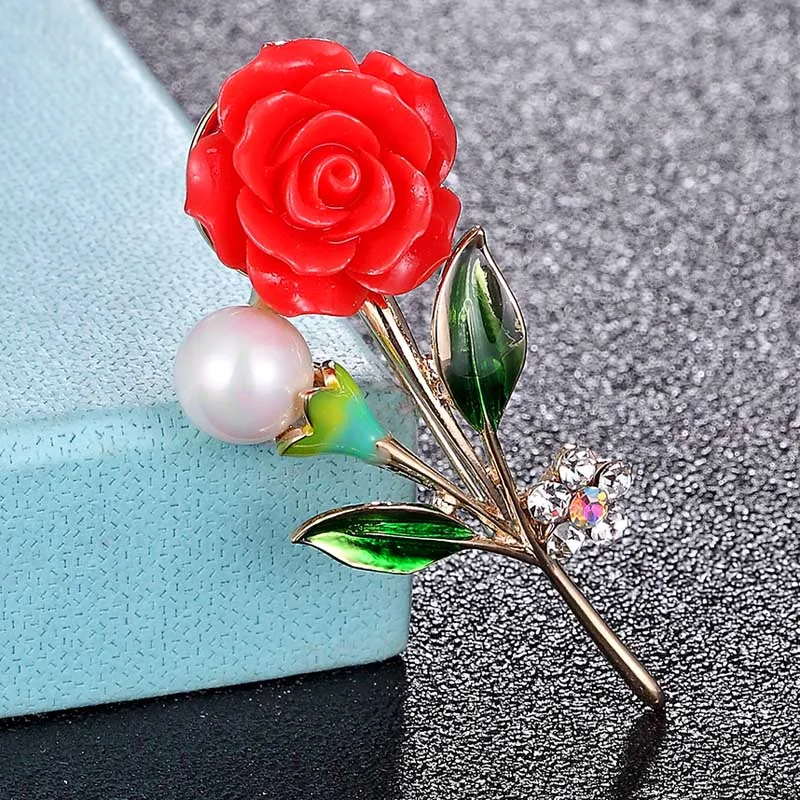 Ювелирные изделия Zlxgirl красный цветок броши свадебных ювелирных изделий