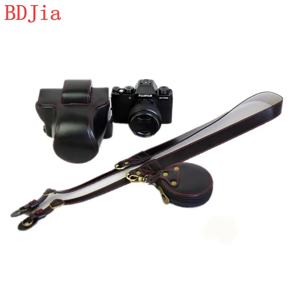 Кожаный чехол для камеры Fujifilm XT100 Роскошный из искусственной кожи с отверстием