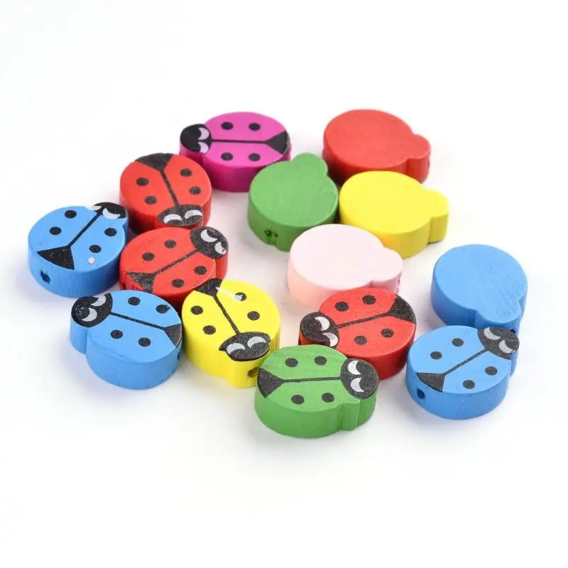 50 шт. деревянные бусины с божьей коровкой 18 ~ 19x15x6 мм|bead lampwork|wood mugwooden roller |