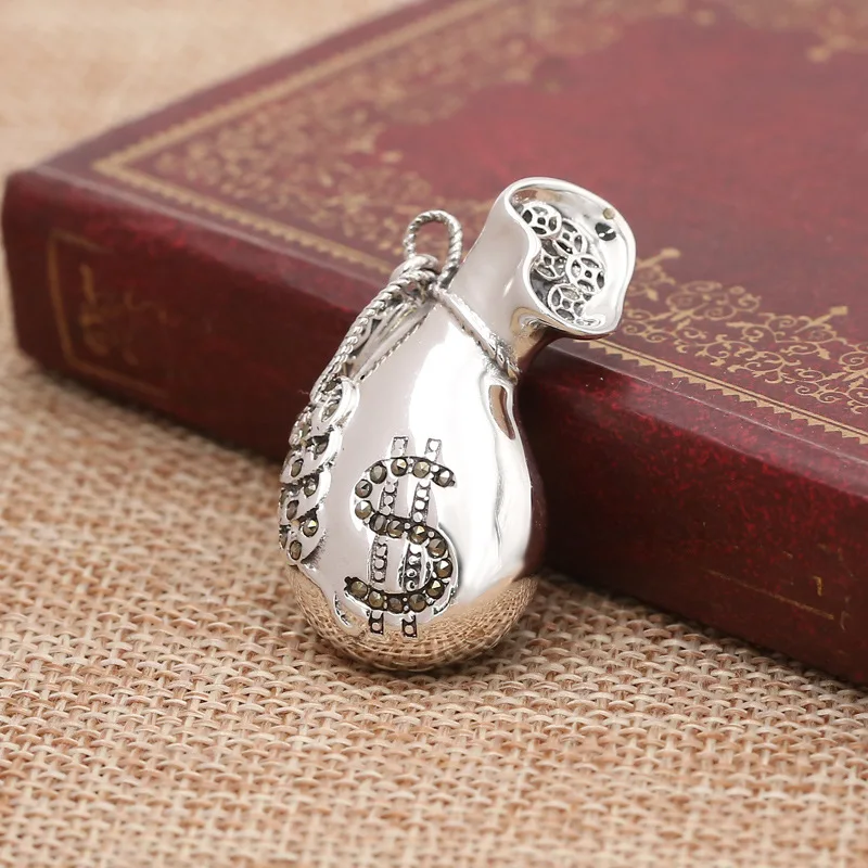 

FNJ 925 Silver wallet Pendant Fashion Lucky Coins Hang Original Pure S925 Thai Silver Pendants for Women Jewelry Making