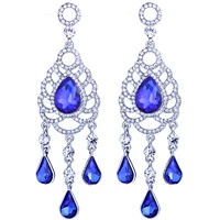 farlena romantic 5 colors bridal long earrings with crystals for women luxury chandelier wedding jewelry hot selling