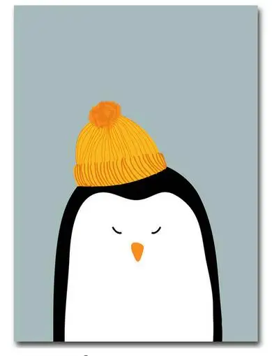 Скандинавское искусство мультфильм животное олень медведь плакат с пингвином