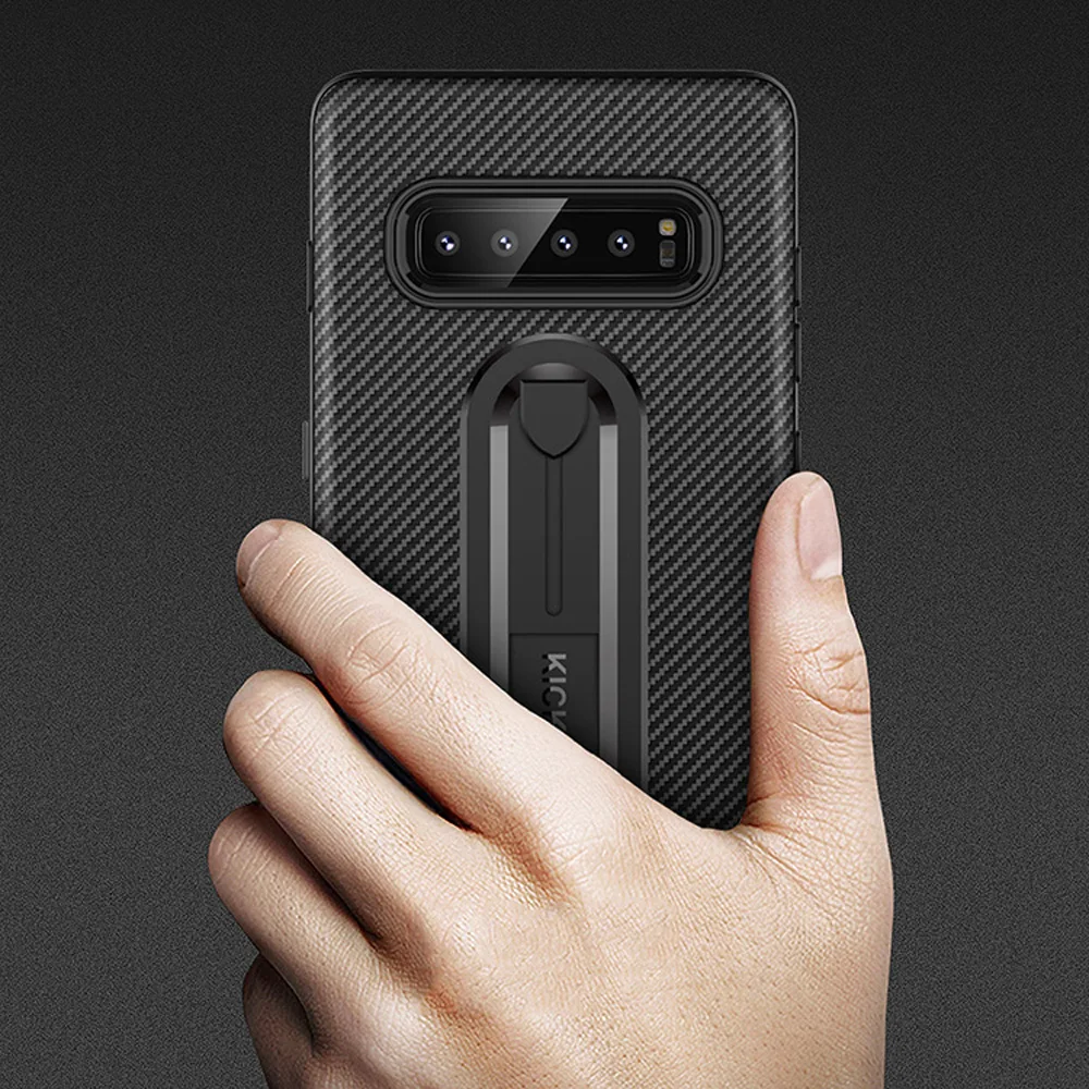 Bumper Carbon Fiber Cover Case Mobile Phone Holder Stand For Samsung S8 Hard Bracket J7 S7 S9 S10 Plus | Мобильные телефоны и