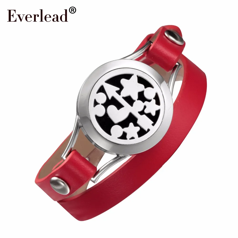 Красный двойной кожаный браслет EVERLEAD медальон с эфирными маслами подарок для