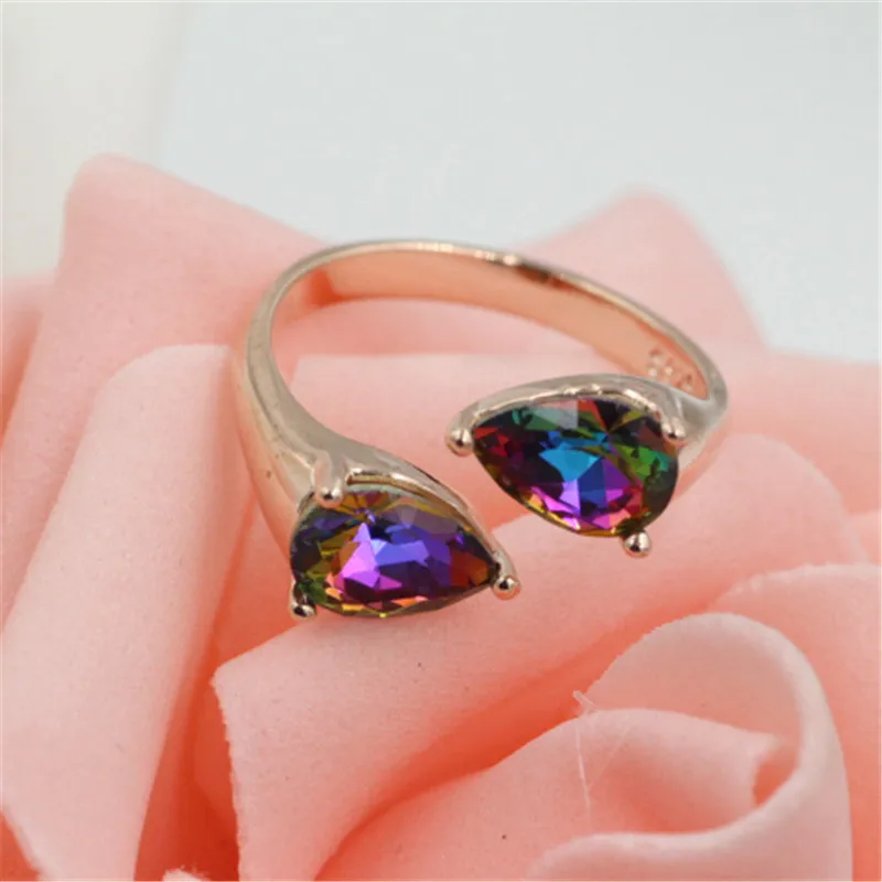 Женское Обручальное кольцо с австрийским кристаллом розовое золото 5 карат/3