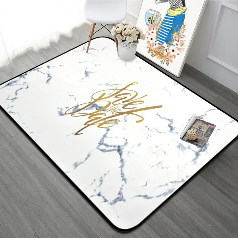 

Nordic Style Geometric Marble Pattern Carpet for Living Room Rug Sofa Coffee Table Golden Mat Bedroom Rectangular Bedside Rugs