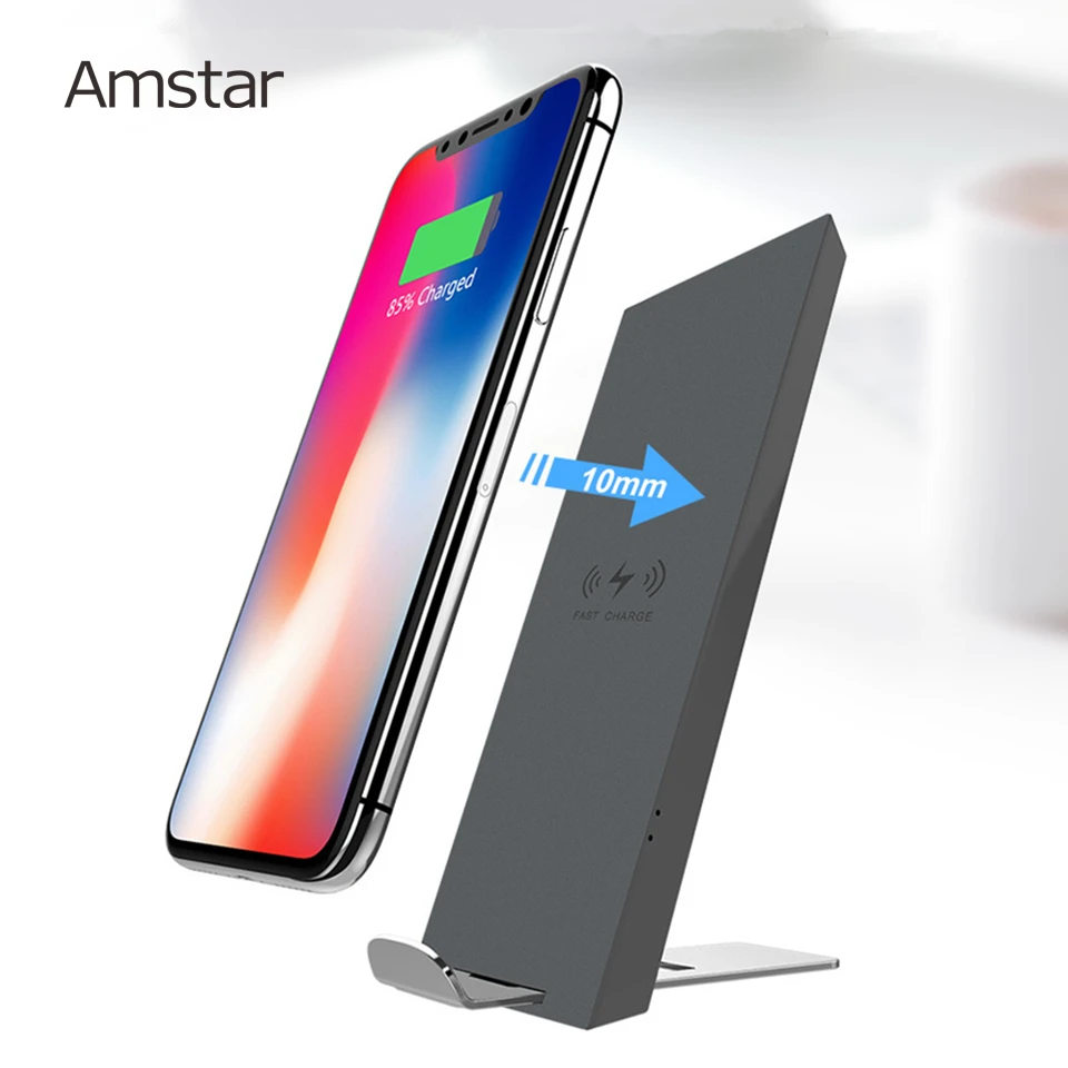 Беспроводное зарядное устройство Amstar Qi для iPhone 11 Pro Max X XR XS двойные катушки 10 Вт