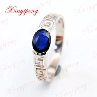 xin yi peng 18 k white gold set with 1 carat natural sapphire ring woman ring simple and easy