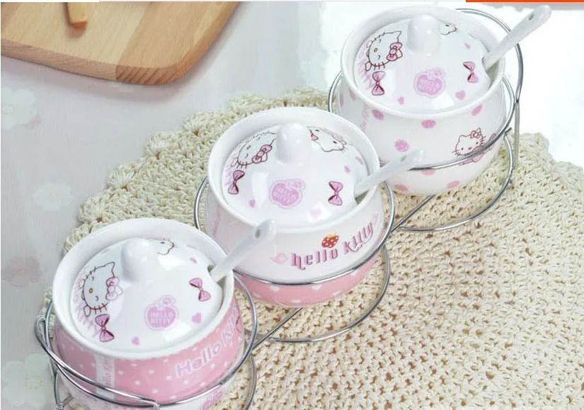 Рисунок «Hello Kitty» Кухня комплект Пособия по кулинарии инструменты KT набор для приправ Творческий солонка 8,5*10 см 230 мл качество Керамика 3 шт./компл