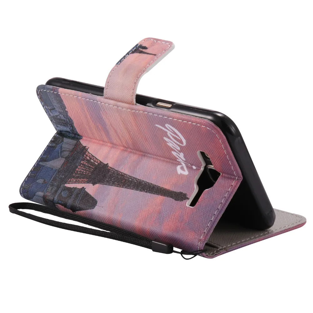 Париж Эйфелева башня шаблон кошелек Подставка держатель чехол для Samsung Galaxy J7 j7008