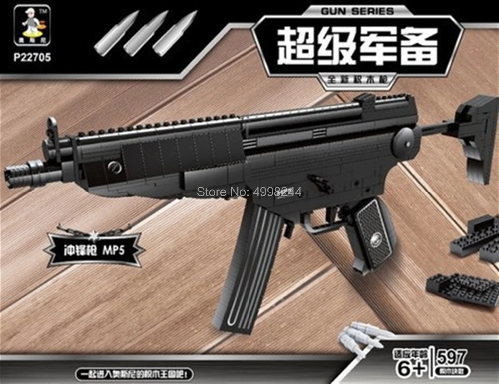 Ausini 597 шт. армейский Военный геклер и koch mp5 строительный блок пулемет