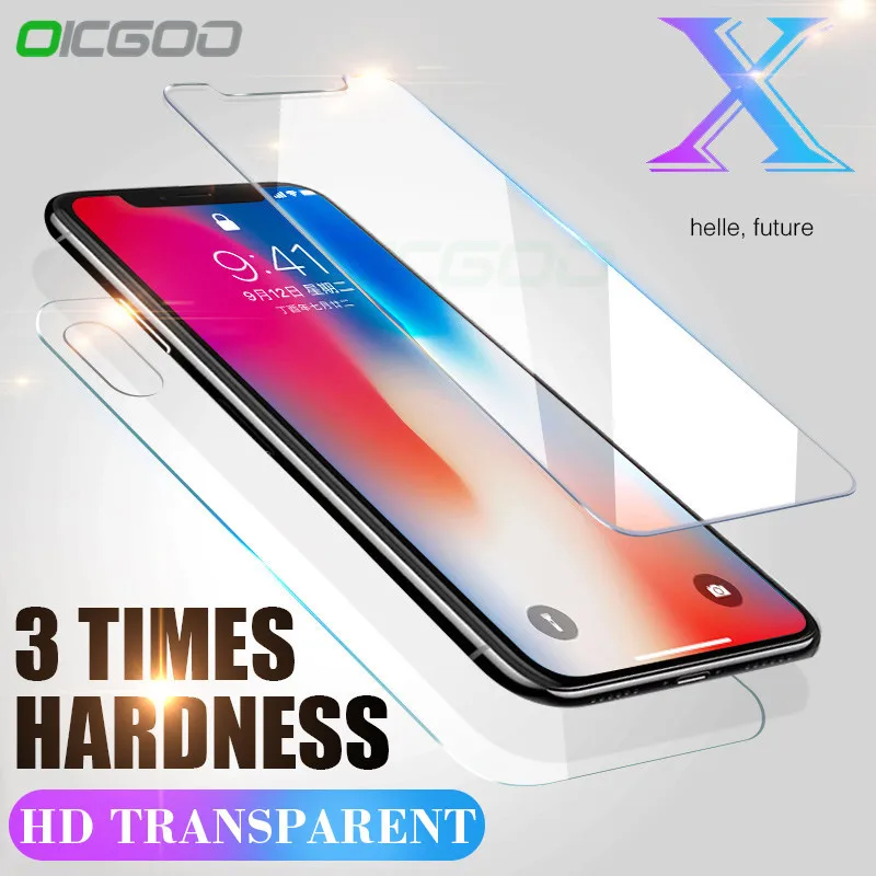 OICGOO Front+Back Cover Tempered Glass For iPhone 6 6S 7 8 Plus 5 X 10 Screen Protector Flim 5S SE | Мобильные телефоны и