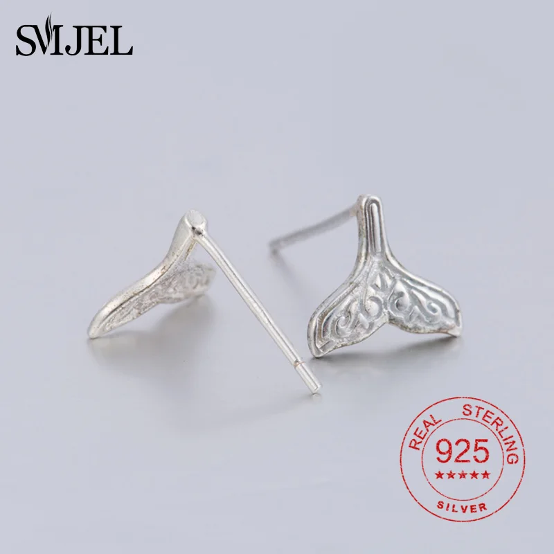 Женские серьги гвоздики SMJEL из стерлингового серебра 925 пробы с милым хвостом