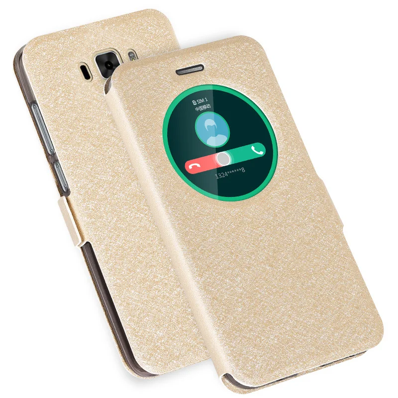 Чехол-книжка для Asus Zenfone 3 Laser ZC551KL силиконовый кожаный чехол с окошком экрана