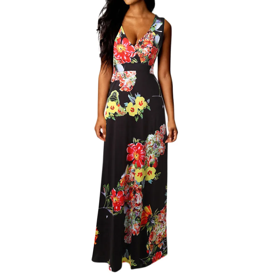 Женское платье макси в стиле бохо JAYCOSIN длинное коктейльное с цветочным принтом