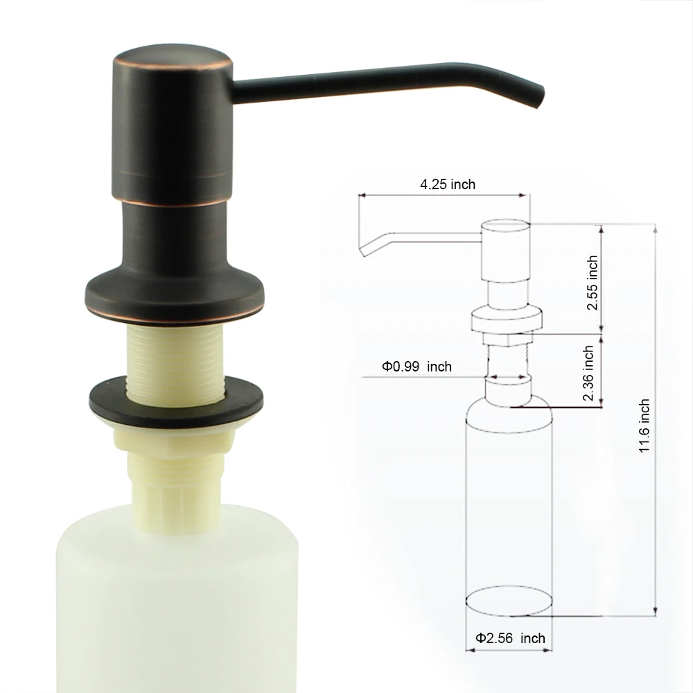 Масляный Бронзовый дозатор жидкого мыла 304 бутылка 17 унций/Резьбовая трубка 3 15