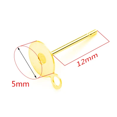 5x12mm Gold Aiovlo, 50 шт./лот, Круглые, размер 4, 5, 6, 8, 10 мм, золото и серебро, нержавеющая сталь, античный серебряный тон, серьги-гвоздики для изготовления ювелирных изделий - Цвет: 5x12mm Gold