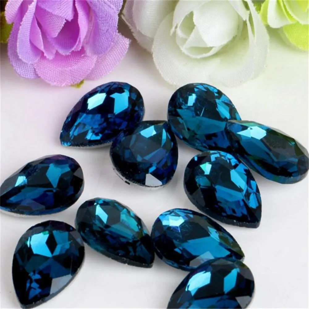 MHS.SUN свободные острые кристаллы s DIY Peahen Blue Drop Shape Crystal Стразы для одежды/ювелирные