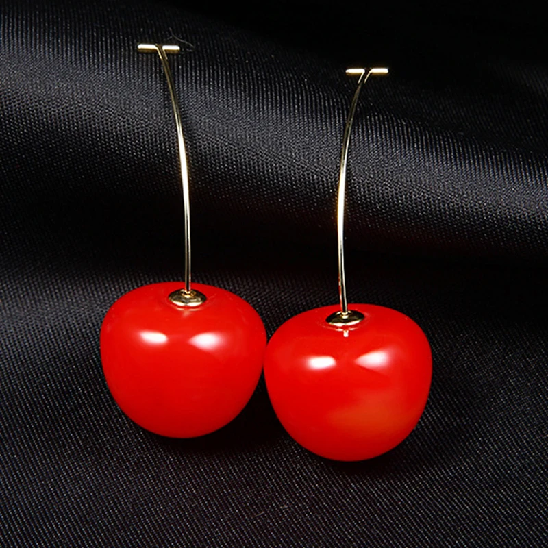 New Fashion Red Cherry Fruit simple Earrings For Women Tassel Dangle Sweet Long Pendant Girl Gift Korea Jewelry | Украшения и
