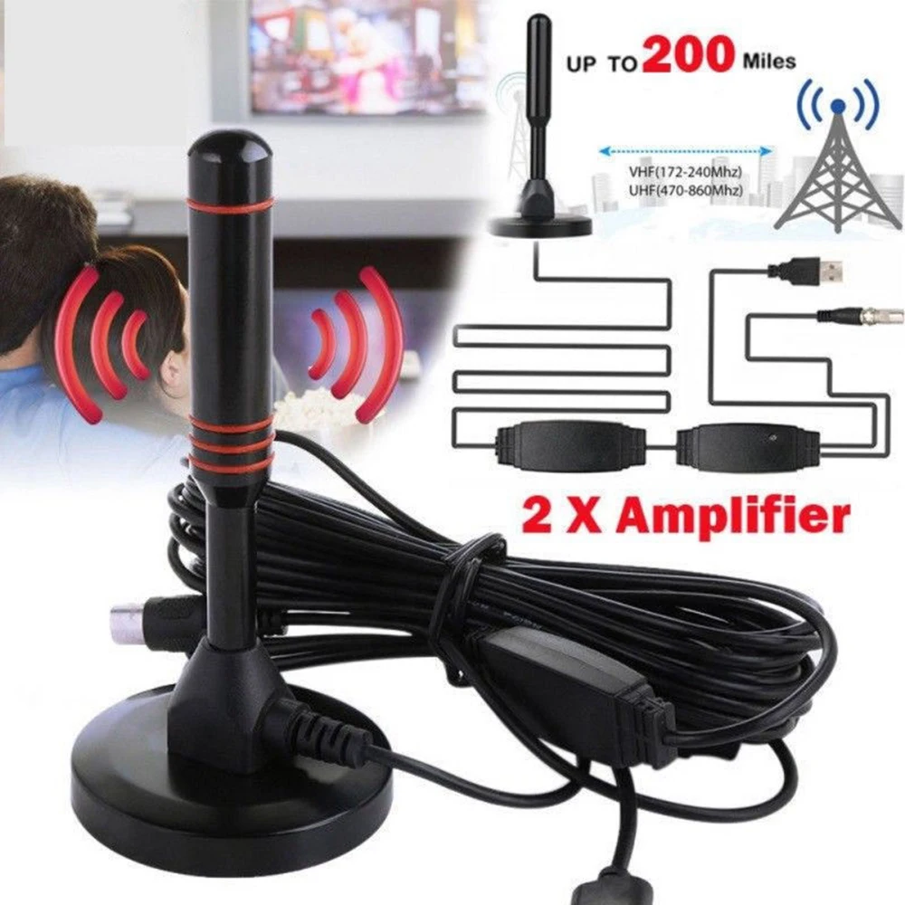 НОВЫЙ 200 миль ТВ антенны цифровой HDTV Крытый антенна DVB T2 усилитель для закрытых