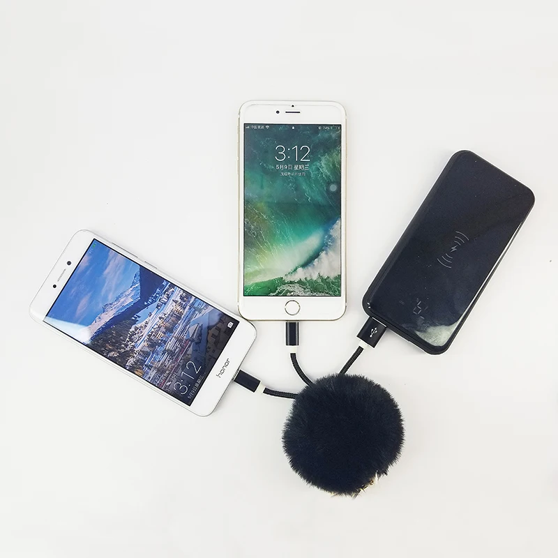 Портативный USB плетеный шнур брелок ручной работы Pom Ball Ювелирное Украшение В