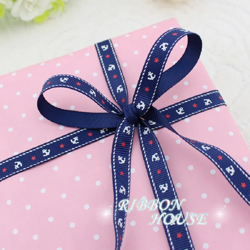 (10 ярдов/партия) печатная лента с принтом морского якоря подарочная декоративные