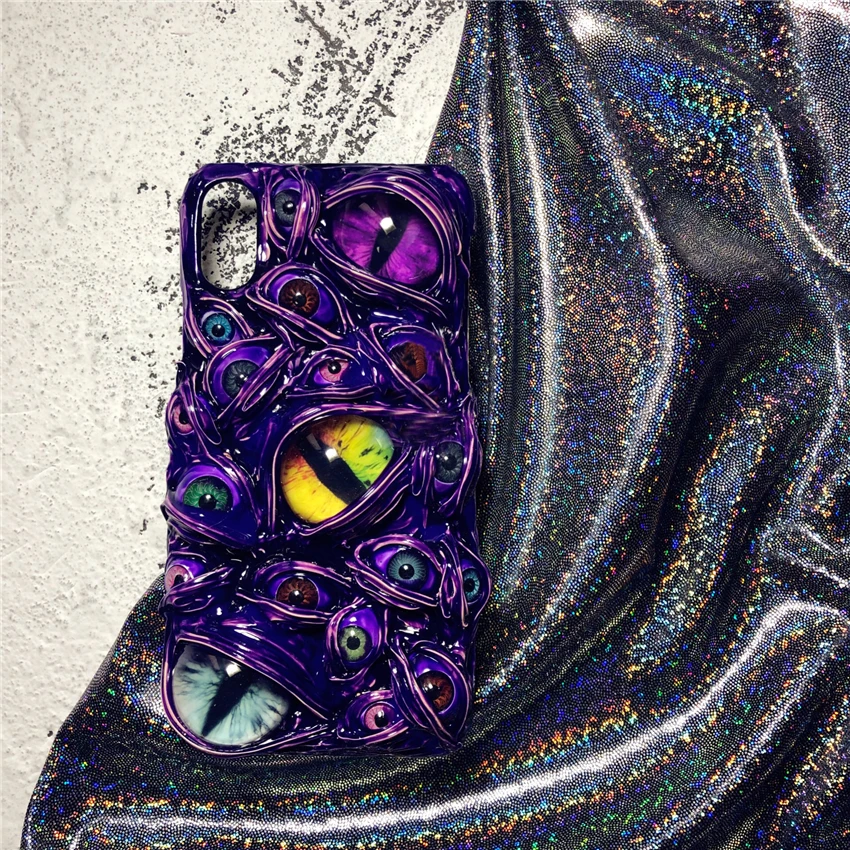 3D Cartoon New Arrival Color Collision Terror Eyes phone case For iphone 6 7 8 Plus X XS XR Hardcore Soft TPU Back Cover |
