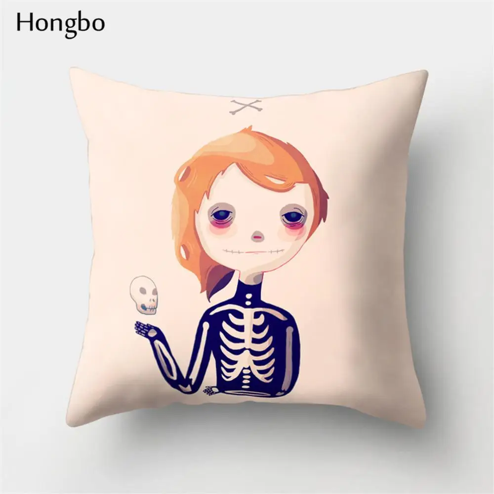 Hongbo, 1 шт., Женская Подушка с черепом, птица, сова, для девочек, узор, домашний декор, декоративные подушки, наволочка, наволочка - Цвет: 3