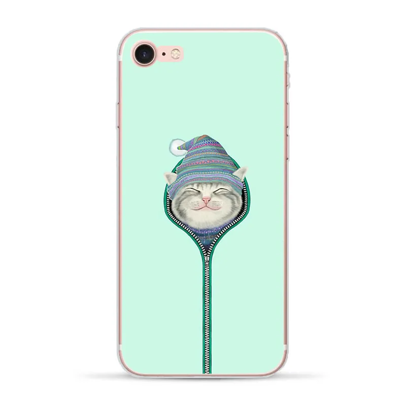 Модные Cat для Apple iPhone 5 5S SE 6 S 7 8 Plus X чехол телефона с рисунком в виде животного
