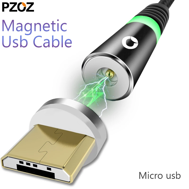 PZOZ светодиодный магнитный кабель Micro Usb быстрая зарядка магнит Android телефон для