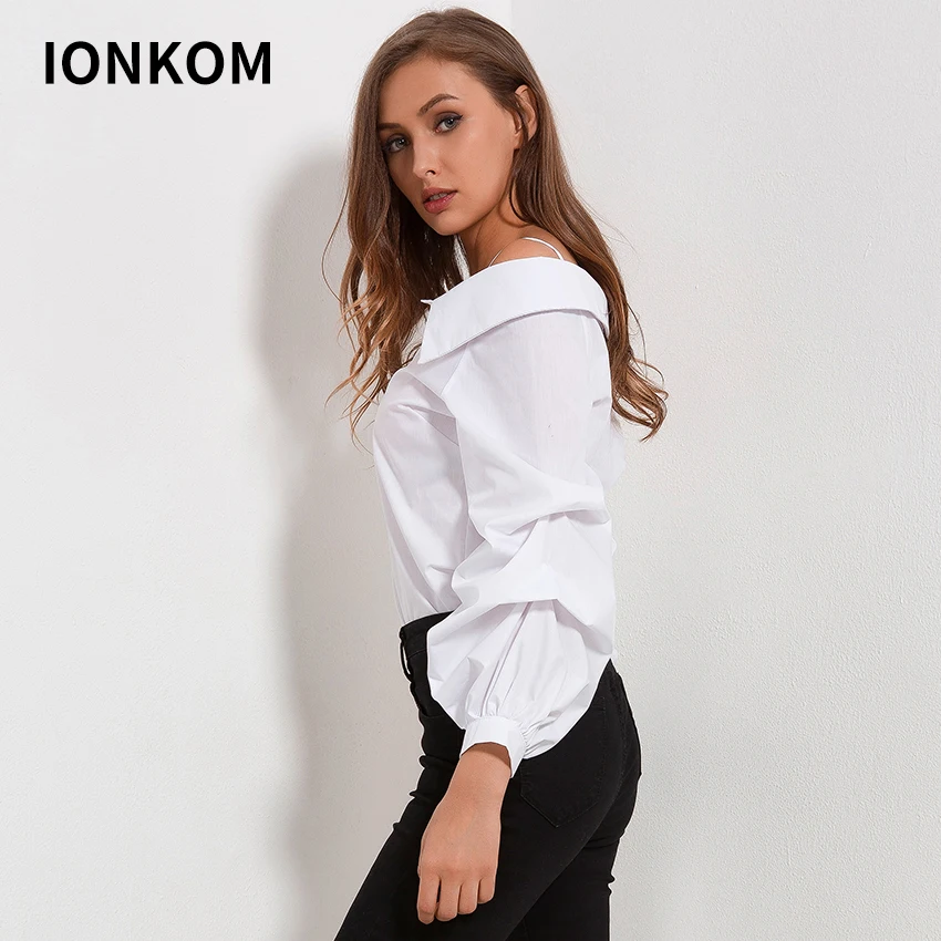 IONKOM женская элегантная блузка на тонких бретельках с вырезом в горошек