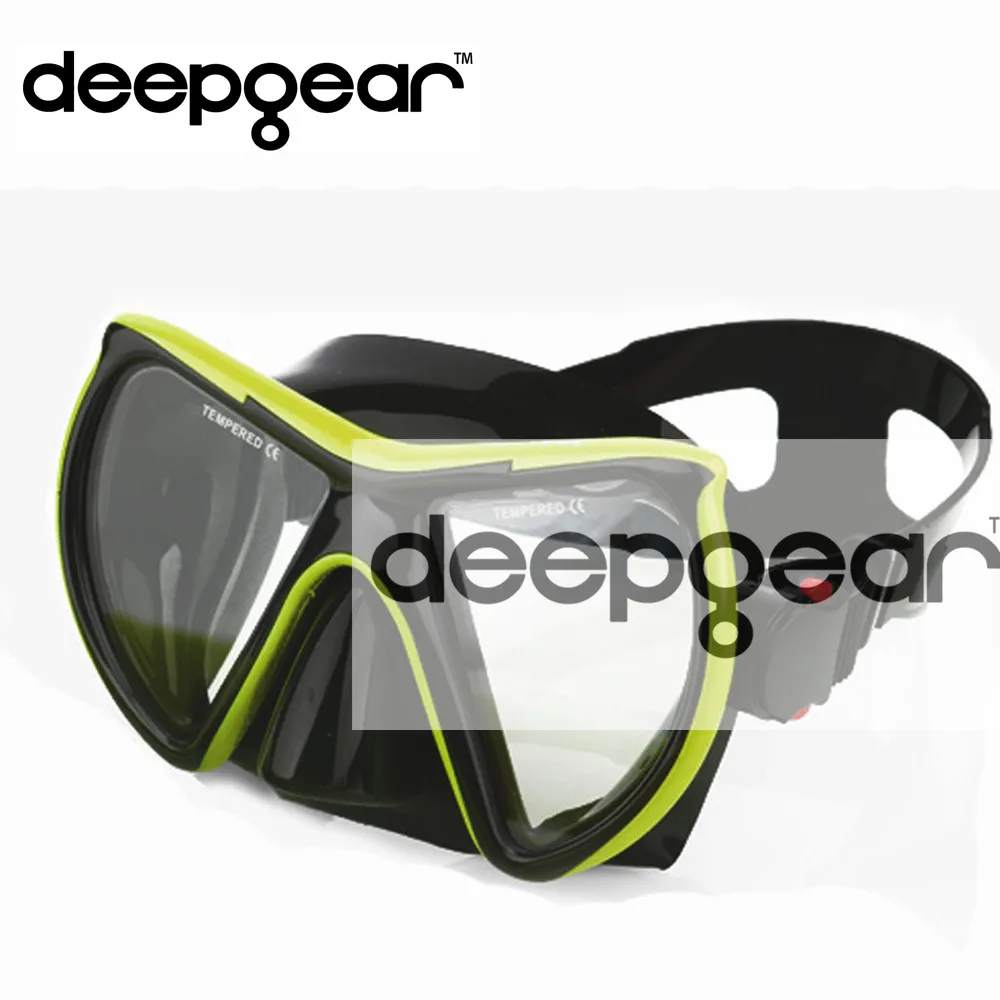 Профессиональная маска для ныряния DEEPGEAR с двумя окнами черная силиконовая