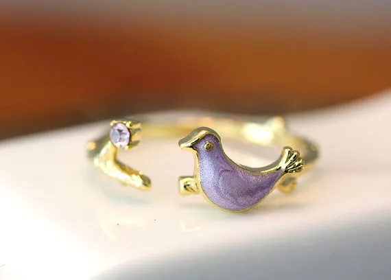 Женское кольцо ветка с птицами регулируемое свободного размера|fashion rings for women|rings