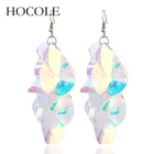 HOCOLE богемные круглые серьги с блестками Многослойные Красочные длинные висячие серьги для женщин эффектные висячие серьги модный подарок