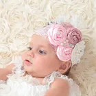Повязка на голову для новорожденных девочек, атласная повязка на голову с розочками, кружевная эластичная лента, аксессуары для волос для девочек, подарки, реквизит для фотосъемки