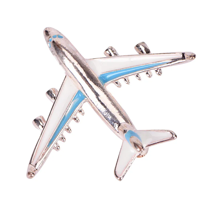 Металлические броши милая маленькая брошь в виде самолета синяя эмалированная