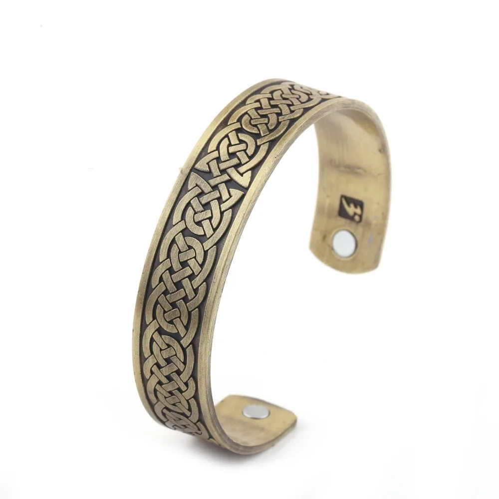 Teamer Antique Bronze Magnetic Therapy Bangle Cuff Bracelet Lucky Knots Bangles for Men Vintage Simple Plated Jewelry | Украшения и