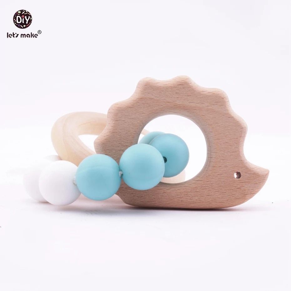 Деревянные детские браслет в виде животных Прорезывание Зубов, украшения для ребенка органических древесины силиконовые Бусины погремушку Аксессуары для колясок Игрушечные лошадки