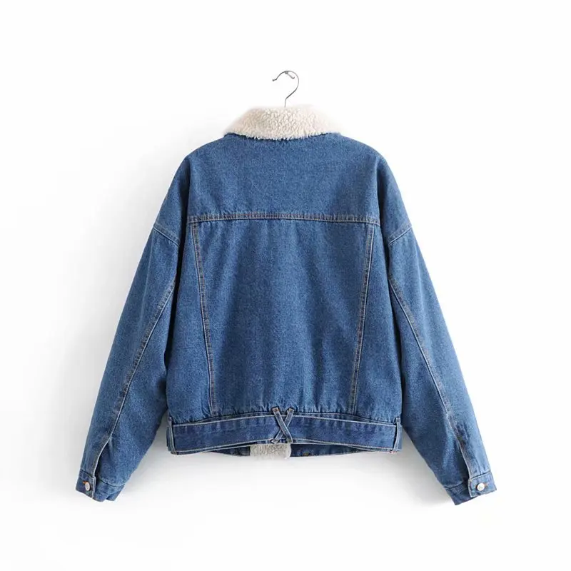 Модная женская джинсовая куртка в европейском и американском стиле из овчины XY110