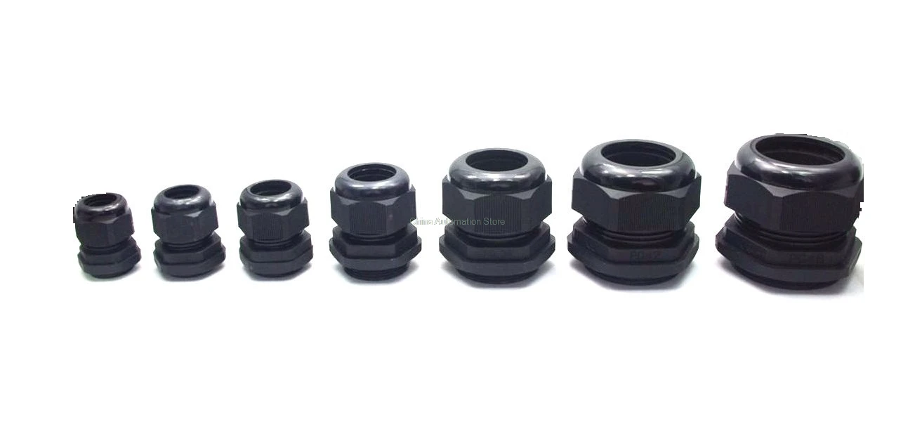 

IMC Hot PG7-PG63 Black Plastic Waterproof Cable Glands Joints 10 Pcs