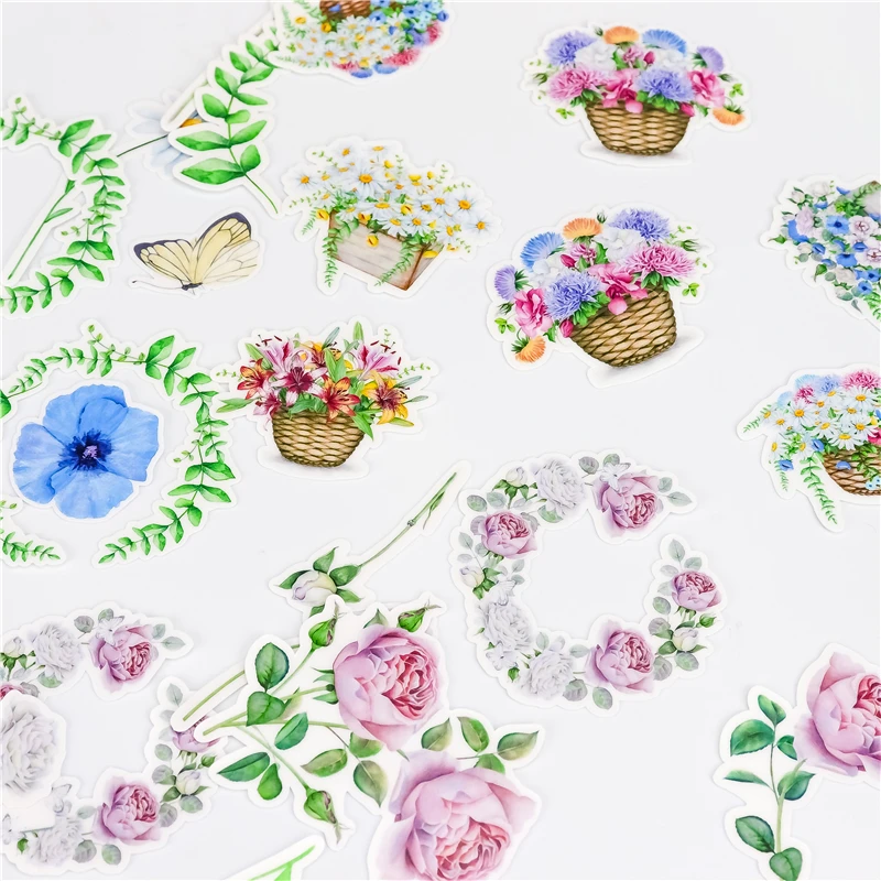 27 наклеек на клейкой основе с акварельными цветами Детская Подарочная открытка