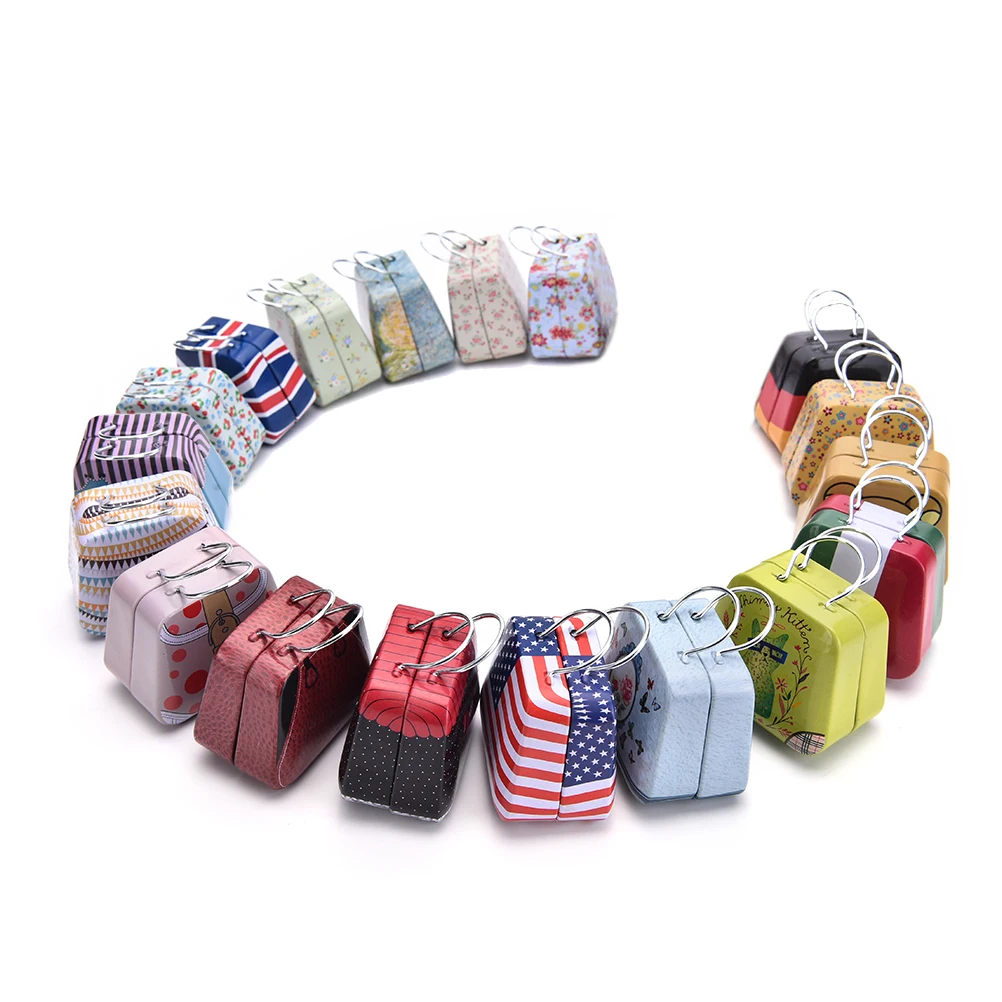 Мини жестяная Сумочка ретро чемодан маленькая прямоугольная коробка конфет