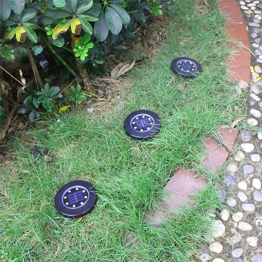 Водонепроницаемый 8 LED Солнечный свет заземления Открытый похороненный Сад Путь