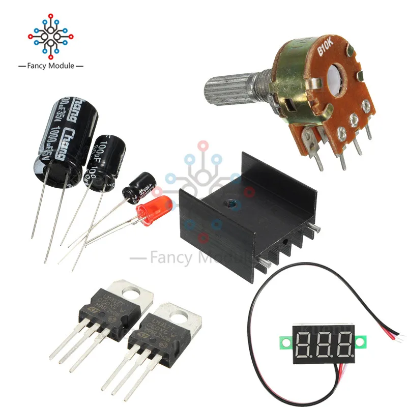 DIY Kit Электрический LM317 регулируемый регулятор напряжения понижающий модуль питания со светодиодной измерительной панелью