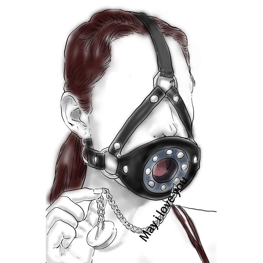 Кожа открытый рот эякуляции Ласточка спермы БДСМ кляп для рта полная голова жгут