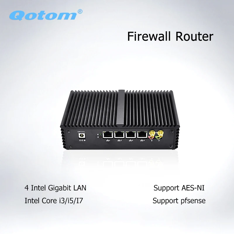 Qotom мини ПК 4 * Ethernet Lan Cor i7 i5 i3 межсетевой экран компьютер без вентилятора сервер